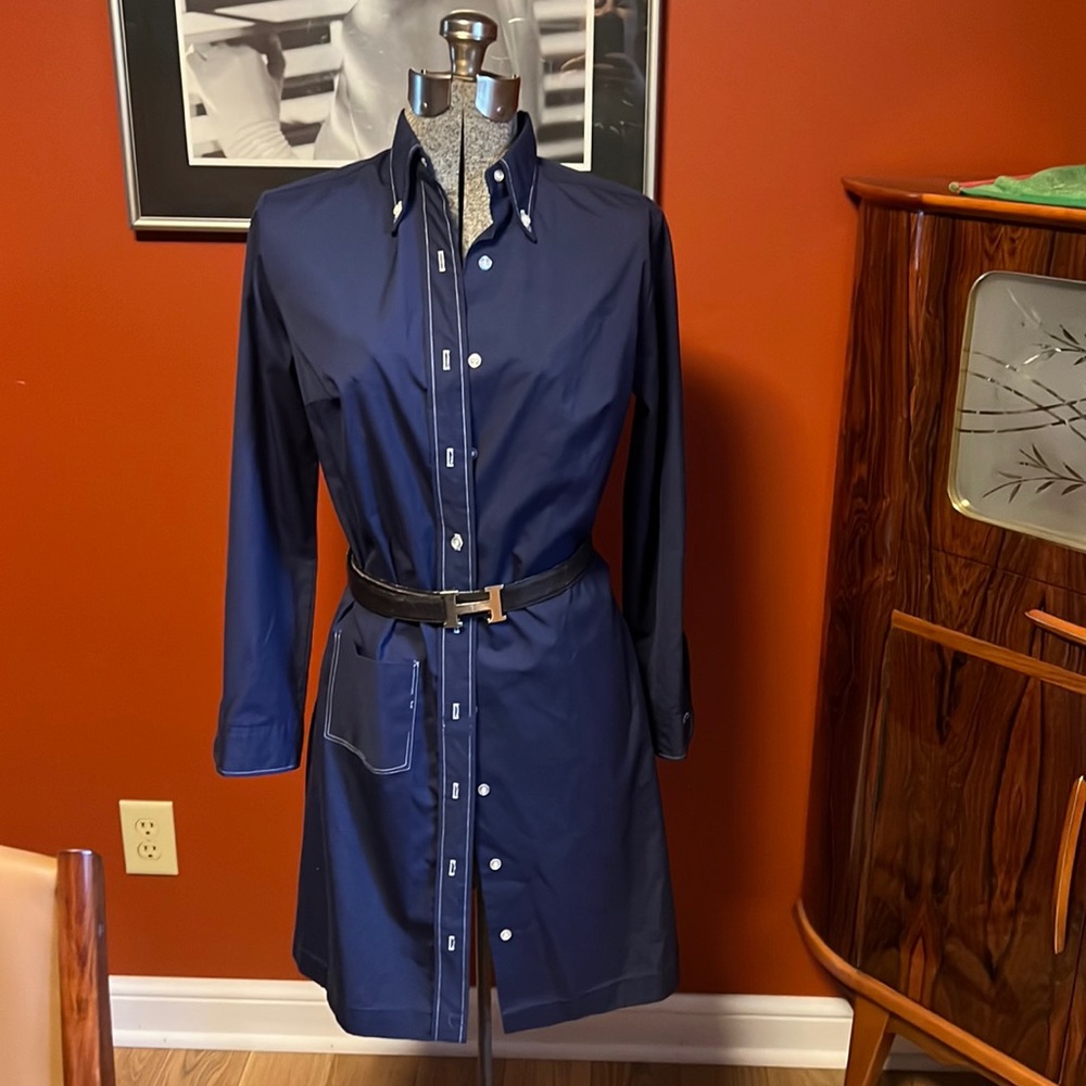 Vintage fitted uniform, button down shirt dress sz S